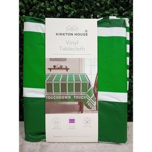 Kirkton House Football Field Vinyl Tablecloth 52x70 Oblong Green White Touchdown
